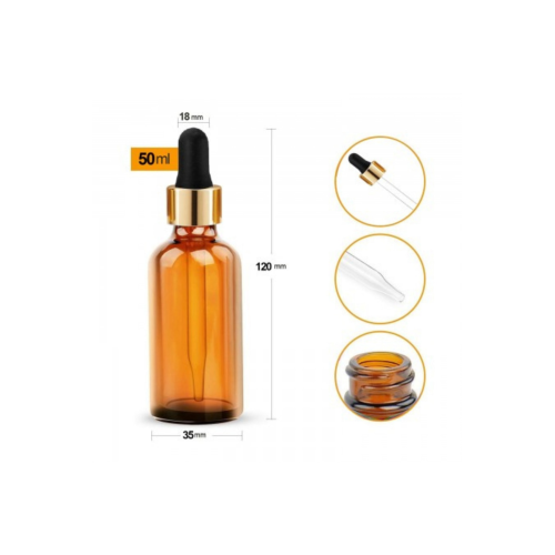 Amber Cam Şişe 50ml Cam Damlalıklı