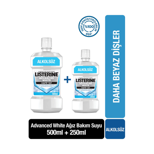 Advanced White Hafif Tat Alkolsüz Ağız Bakım Suyu 500 ml + 250 ml  Set