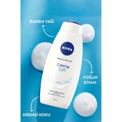 Creme Soft Kremsi Dokunuş Banyo Ve Duş Jeli 750ml,Badem Yağı,Vücut Nemlendirme,Ekonomik Boy