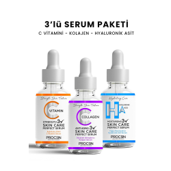 Üçlü Serum Paketi (C VİTAMİNİ - KOLAJEN - HYALURONİK ASİT SERUMU)