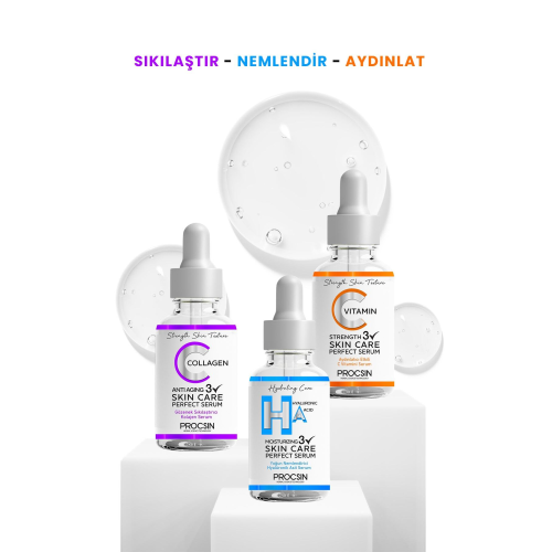 Üçlü Serum Paketi (C VİTAMİNİ - KOLAJEN - HYALURONİK ASİT SERUMU)