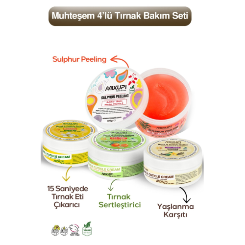 Muhteşem 4'lü Tırnak Bakımı Seti - Sulphur Peeling 300 Gr - Hand & Cutıcle Butter 56 gr