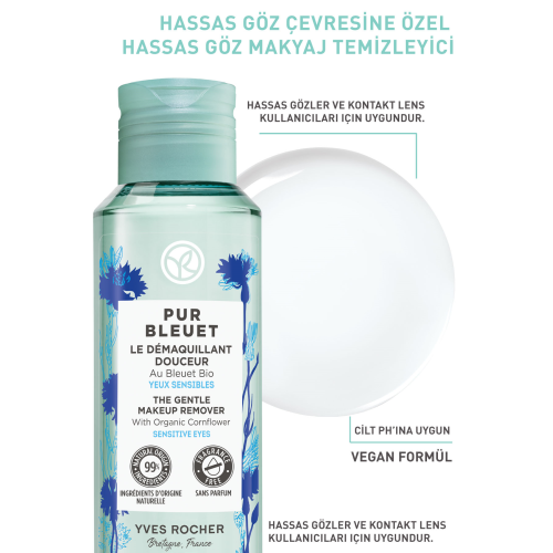 Hassas Ciltler Için Pur Bleuet Göz Makyaj Temizleyici-100 ml