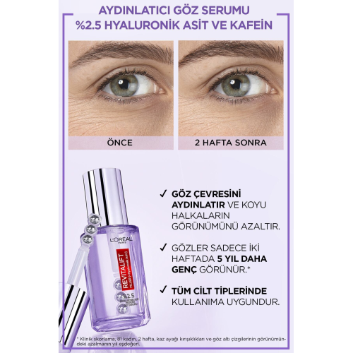 Revitalift Filler Göz Çevresini Aydınlatıcı, Koyu Halka Görünümünü Azaltan Göz Serumu 20ml