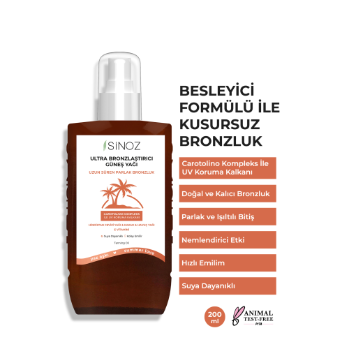 Kusursuz Bronzlaştırıcı Güneş Yağı Spreyi 200 ml Hindistan Cevizi Kakao Havuç Yağı Içeren