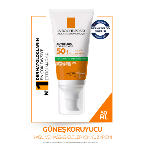 Anthelios Oil Control Gel Cream Spf50+ Yağlı ve Karma Ciltler İçin Yüz Güneş Kremi 50ml