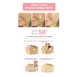 Pink Touch Spf 50 Cilt Aydınlatıcı Ton Eşitleyici Pembe Yüz Güneş Kremi 50 ml Tüm Ciltler Için