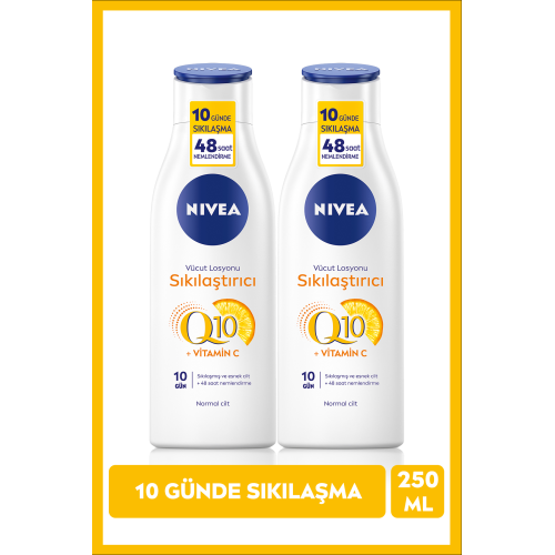 Q10 Sıkılaştırıcı ve C Vitaminli Vücut Losyonu 250 ml, 48 Saat Nemlendirici, X2 Adet