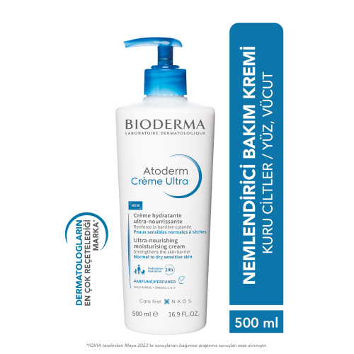 Atoderm Cream Ultra Normal ve Kuru Ciltler için Nemlendirici Yüz, Vücut Bakım Kremi 500 ml