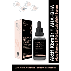 Smooth Me– All Nıght | Aktif Kömür İçeren Matlaştırıcı ve Cilt Kusur Görünümünü Azaltıcı Siyah Serum