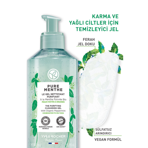 Karma Ve Yağlı Ciltler Için Pure Menthe Prebiyotik Yüz Yıkama Jeli-390 ml