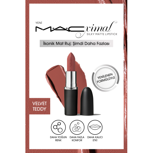 M·A·CXIMAL Silky Matte Lipstick Nemlendirme Etkili Yoğun Renk Sağlayan Ruj - Velvet Teddy