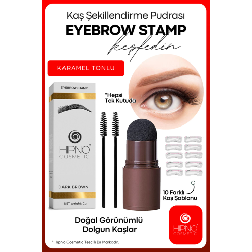 Hipno Cosmetic Kaş Şekillendirme Kiti- Karamel Tonlu Koyu Kahve(DARK BROWN) 10 Farklı Şablon