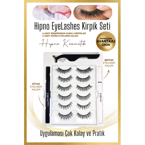 Takma Kirpik Seti 6farklı Model Eyeliner Yapıştırıcılı 3d Takma Kirpik