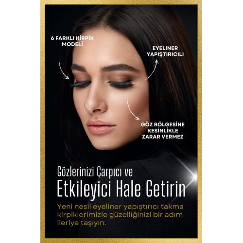 Takma Kirpik Seti 6farklı Model Eyeliner Yapıştırıcılı 3d Takma Kirpik