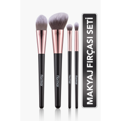 4'lü Makyaj Fırçası Seti (Allık-Fondöten-Far-Crease) - Makeup Brush Set - 012 - 8690604597772