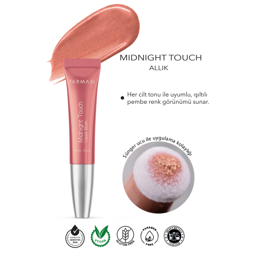 Midnight Touch  Yumuşak Sünger Uçlu Likit Allık Pinky Cloud 12 ml