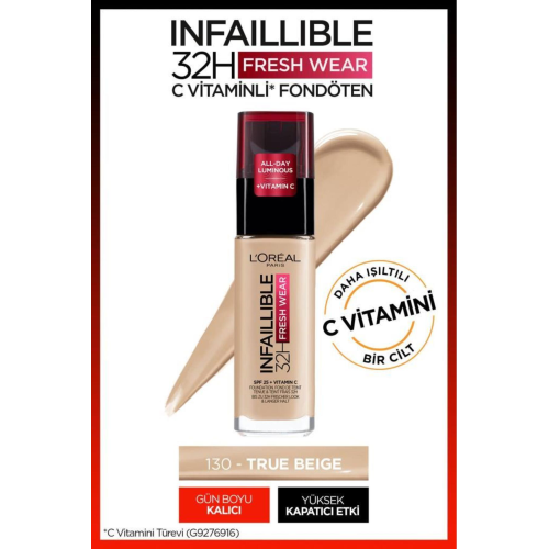 L'Oréal Paris Infaillible 32H Fresh Wear C Vitaminli Fondöten - 130 True Beige