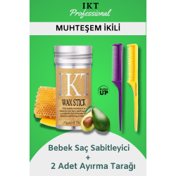 Stick Wax Bebek Saç Sabitleyici 2 Adet Ayırma Tarağı