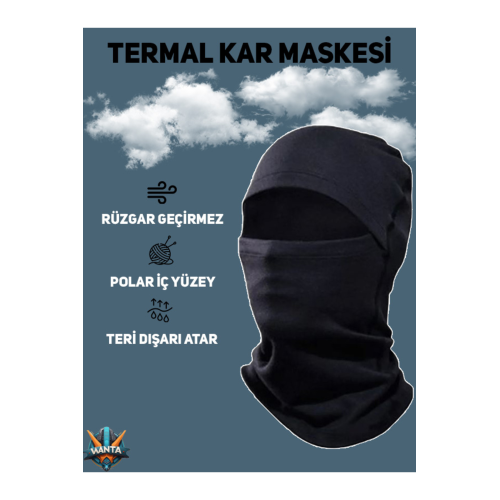 Siyah Polar Kar Maskesi Termal Kışlık Polar Bere Boyunluk Motorcu Kask Bere Unisex Balaklava