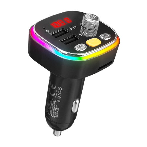 Sl-bt306 Çift Usb 5v 3.1a Rainbow Işıklı Led Ekran Tf Kartlı V5.0 Bluetooth Fm Transmitter