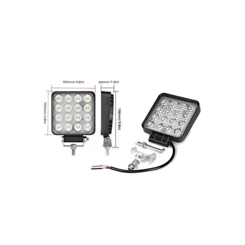 Off Road Beyaz Işık Sis Farı Lambası 16 Led Kare 12-24v 48 Watt