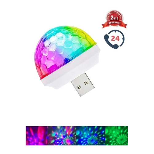 Araç Içi Sese Duyarlı Mini Disko Topu Led Usb'li