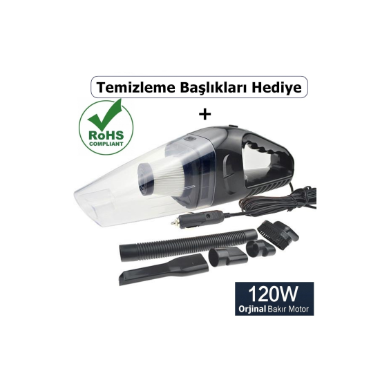 Araç Oto Süpürgesi 120watt Mini Elde Taşınabilir Islak Kuru 12v Oto Süpürge